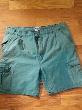 Gander Mountain 100% Cotton Green Outdoor Denim Pants with Leather Patch